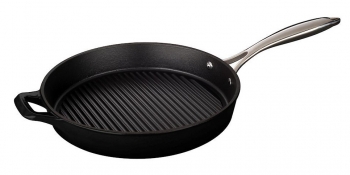 La Cuisine Cast Iron Black Round Grill Pan 