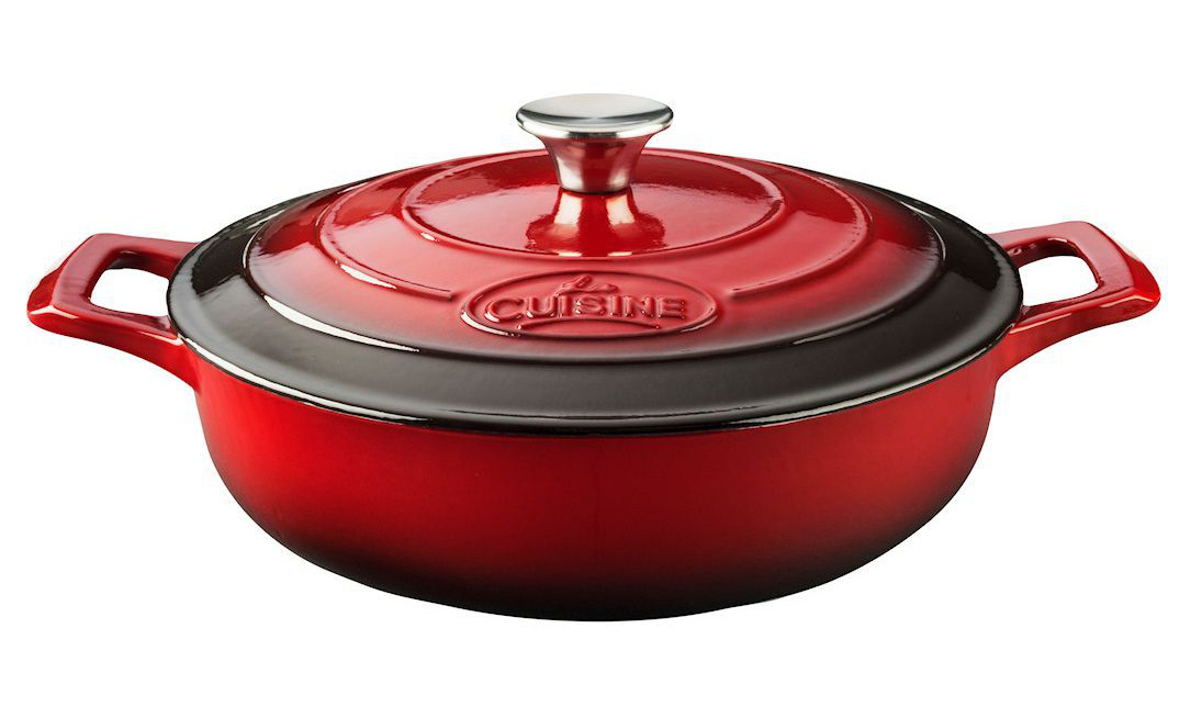 La Cuisine 3.7 Qt 28cm Red Cast Iron Saute Pan / Low
