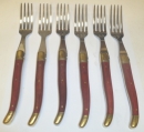 Authentic Laguiole Redwood / Gold Fork Set of 6 HOT DEAL 