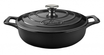 La Cuisine 3.7Qt - 28 cm Black Cast Iron Saute Pan / Low Casserole
