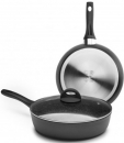 Ibili 9.5" - 24cm Natura Ceramic PFOA free STONE Resistant Saute Pan with Lid 